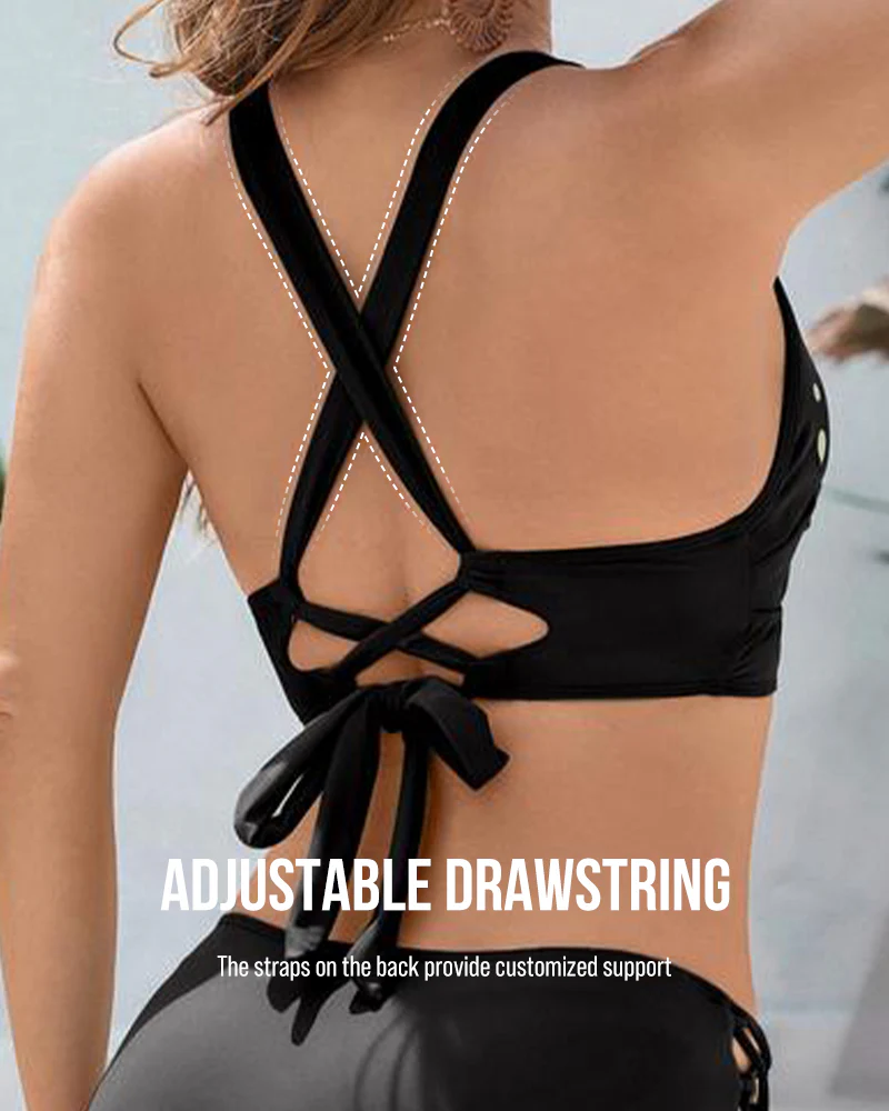 Petal Hollow V-Neck Two-Piece String Bikini Set