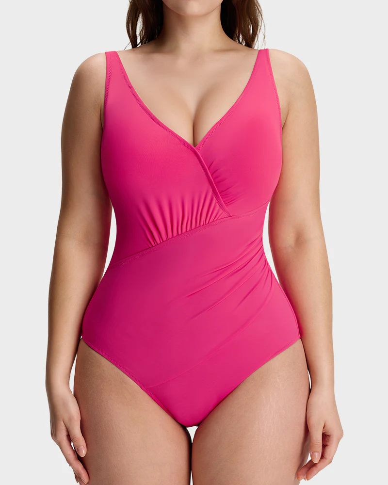 Sculpt Ease Ruched V-Neck One-Piece Swimsuit