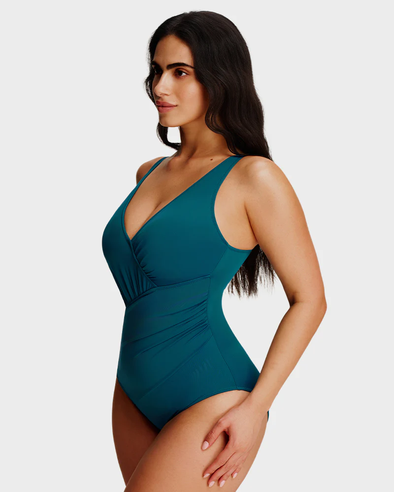 Sculpt Ease Ruched V-Neck One-Piece Swimsuit