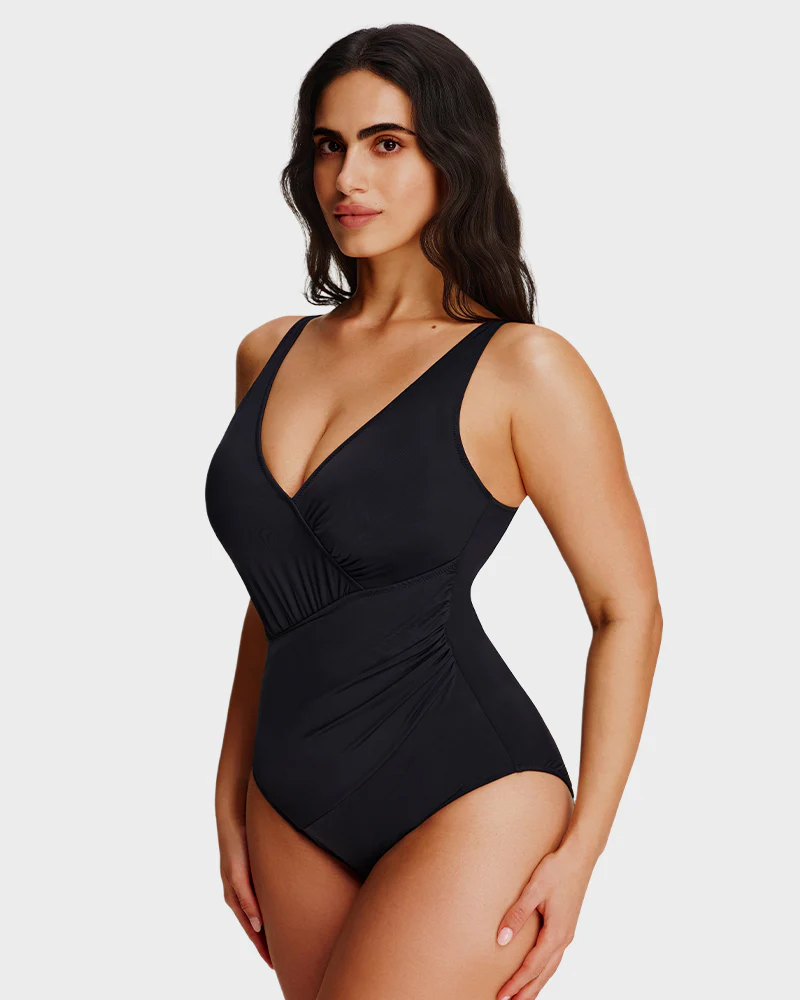 Sculpt Ease Ruched V-Neck One-Piece Swimsuit