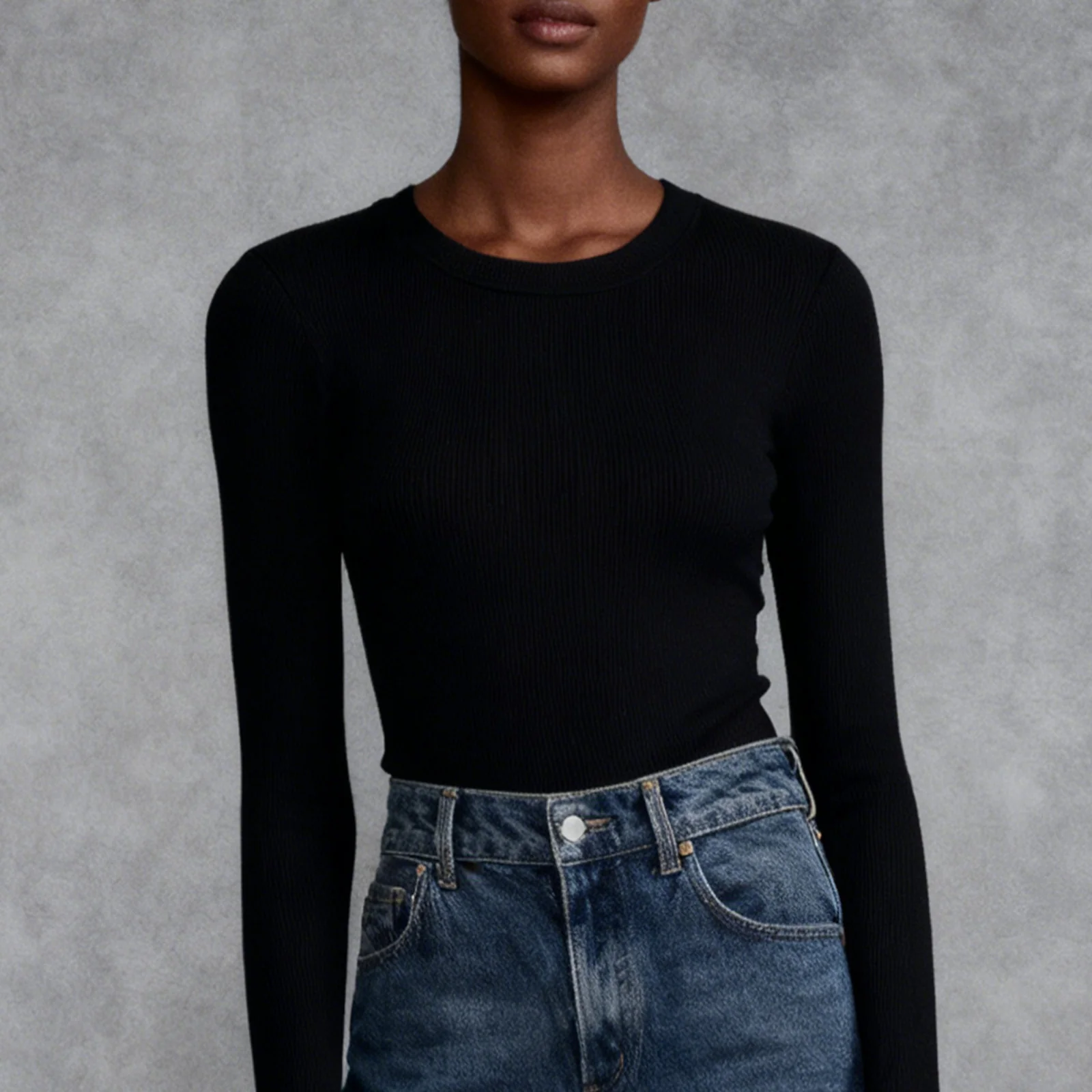 VRCÔMFY Women's Slim Fit Ribbed Long Sleeve Top