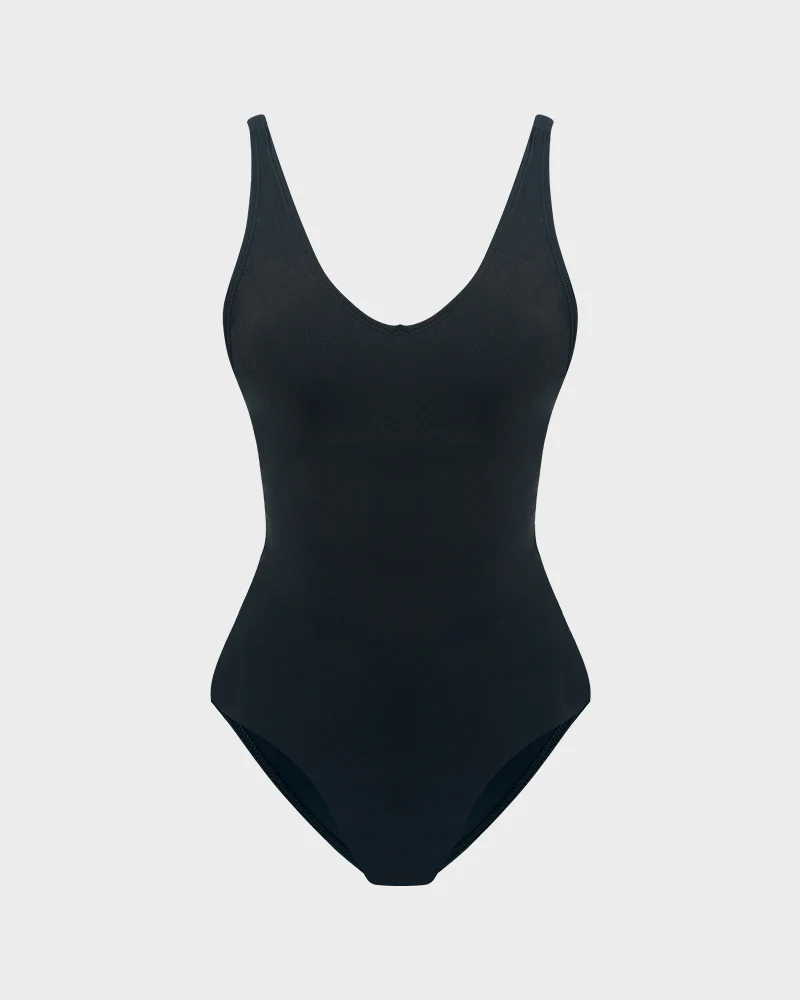 Plunge Lace-Up Corset Sculpting Swimsuit