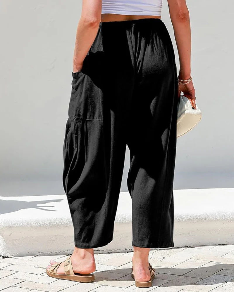 Breezy Linen Blend Wide-Leg Pants with Pockets