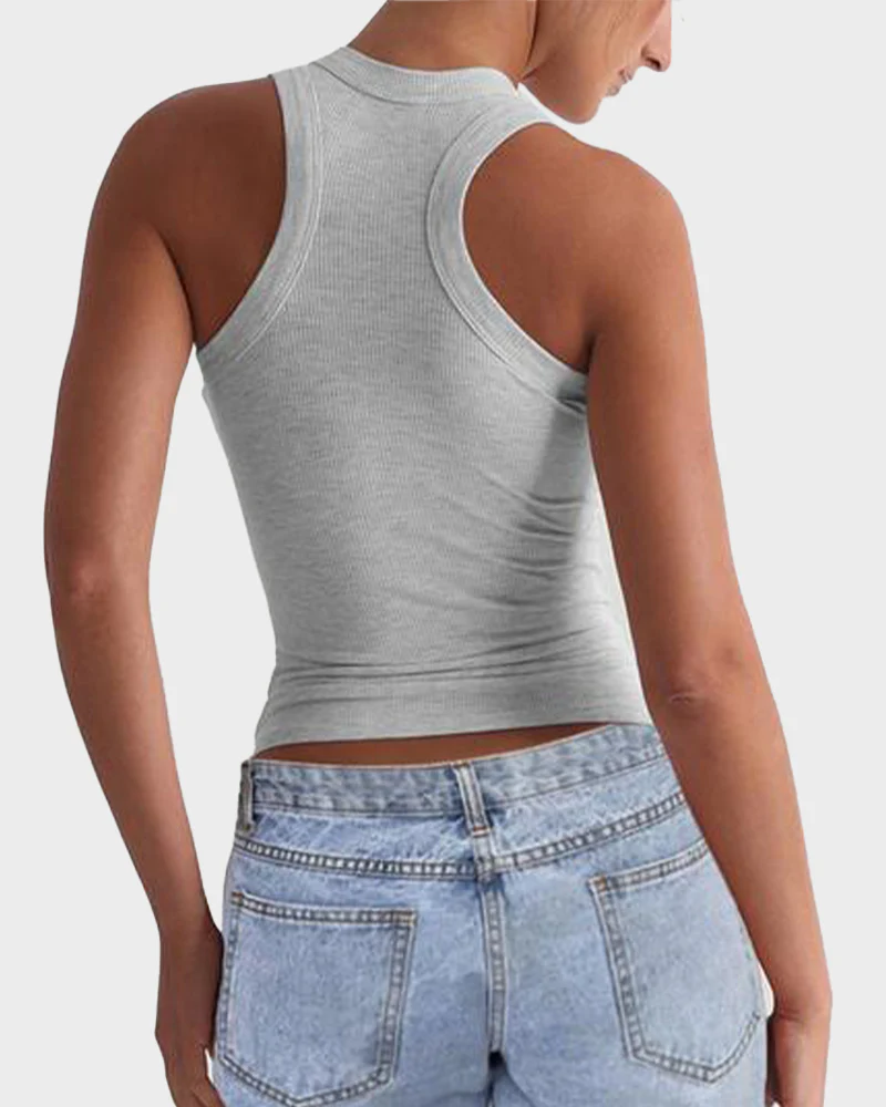 Slim-Fit Ribbed Crop Tank Top