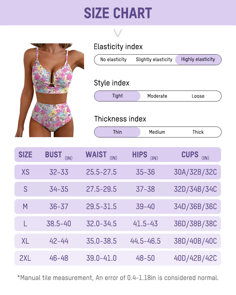 V-Neck Printed High-Waisted Two-Piece Swimsuit