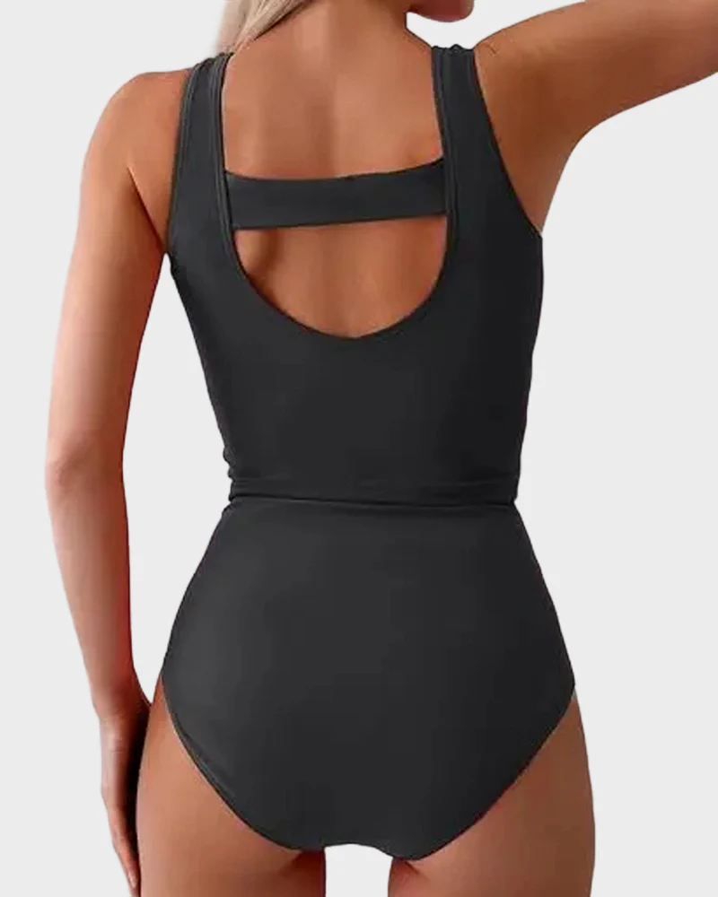 Tummy Control Cutout Back Tankini Set