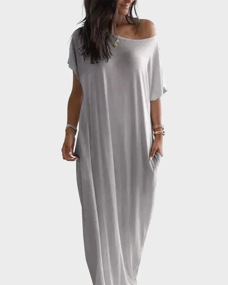 Off-Shoulder Batwing Sleeve Maxi Lounge Dress