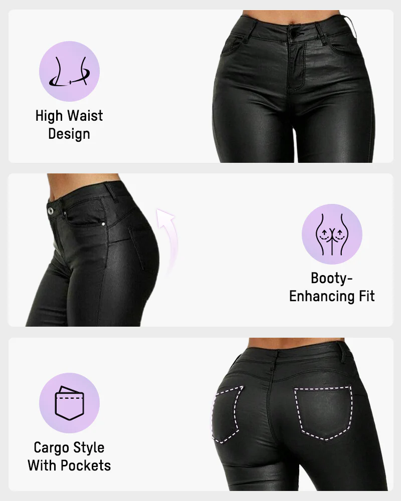 High-Waist PU Leather Skinny Pants