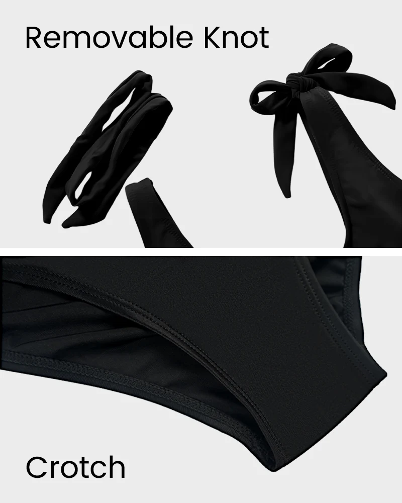 Double Tie Shoulder High Waist Tummy Control Bikini Set