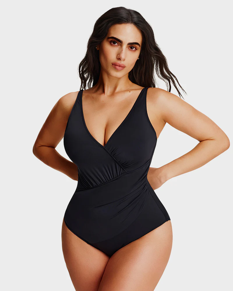 Sculpt Ease Ruched V-Neck One-Piece Swimsuit