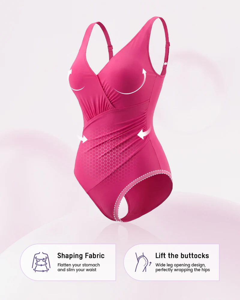 Sculpt Ease Ruched V-Neck One-Piece Swimsuit