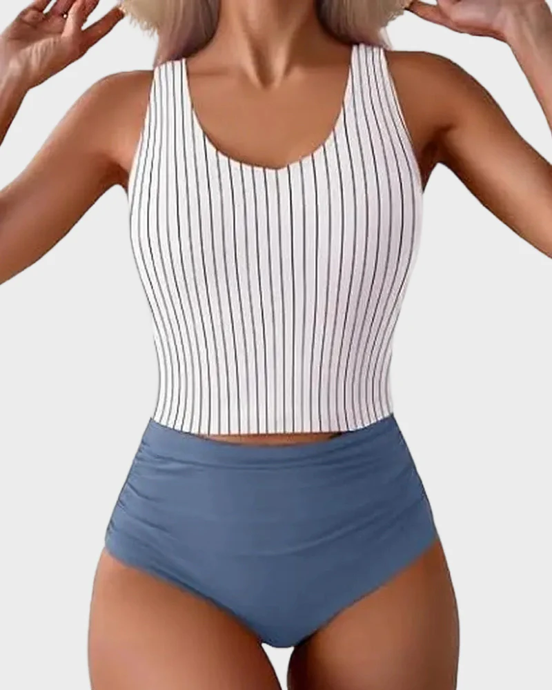 Tummy Control Cutout Back Tankini Set