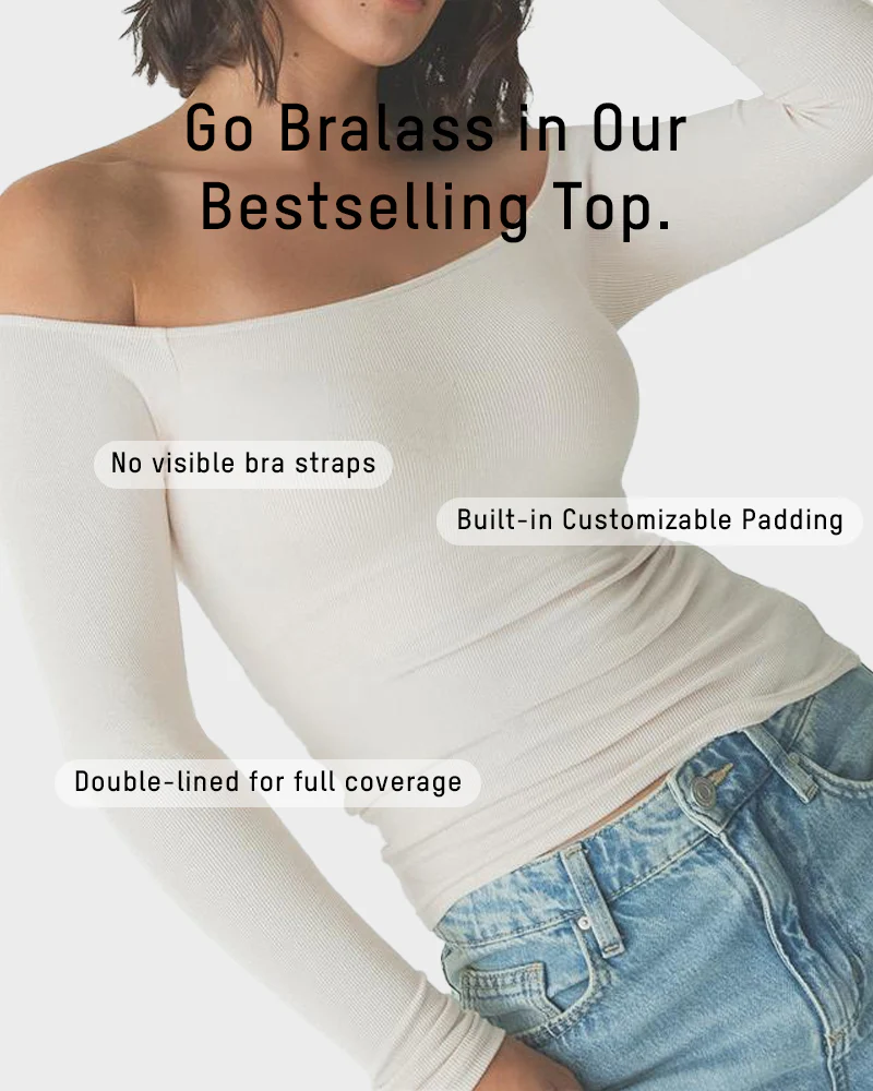 Ribbed Off-Shoulder Top with Built-In Bra