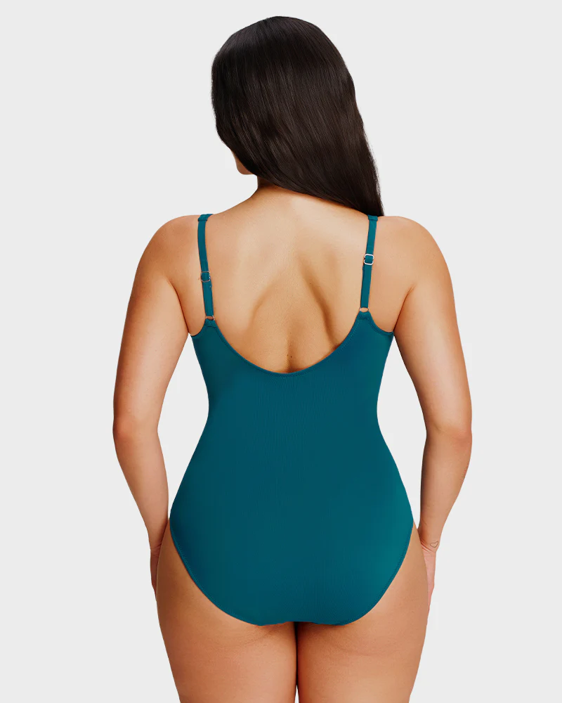 Sculpt Ease Ruched V-Neck One-Piece Swimsuit