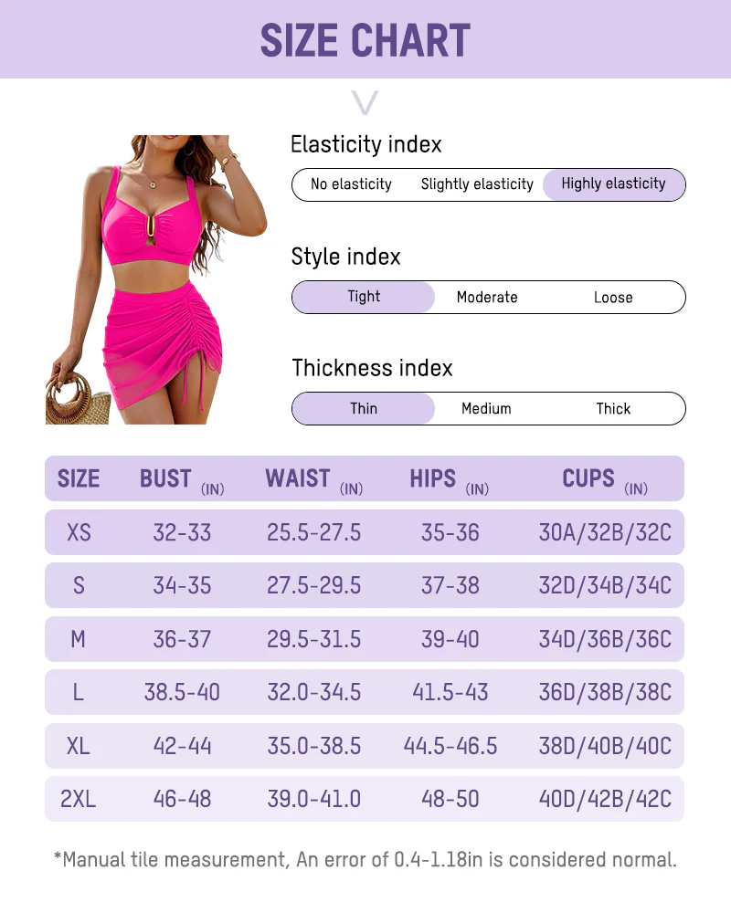 Modest U-Wire Tummy Control Bikini Skirt Set